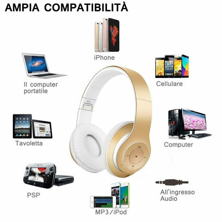 Cuffie Headphones Wireless Bluetooth L150 Con Microfono Musica Chiamate