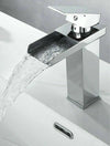 Rubinetto miscelatore lavabo bagno a cascata con piletta acciaio cromato 52952