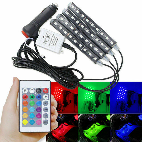 KIT LED RGB AUTO LUCI INTERNE STRISCIA COLORI DJ 12V DECORO HOBBY MOTO CAR