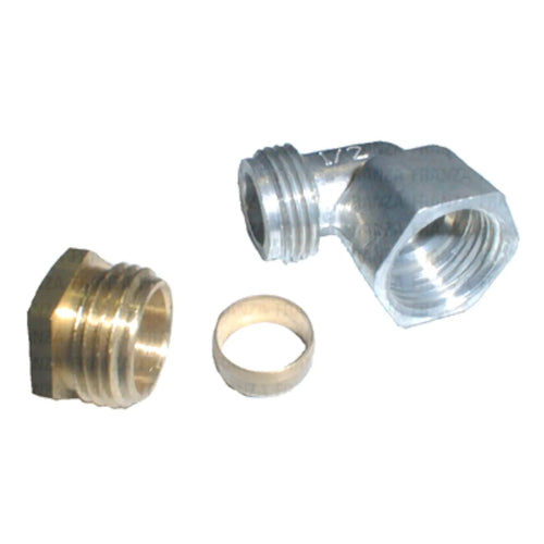 Raccordo Cucina Gas a Gomito Maschio Femmina Da 1/2  Con Raccordo e Ogiva