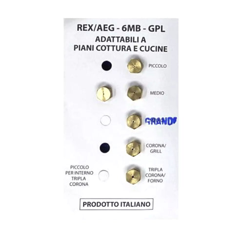 ELECTROLUX SERIE UGELLI PIANO COTTURA CUCINE GAS 5 FUOCHI + FORNO GAS GPL 6MB