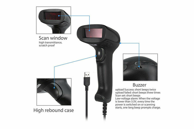 Lettore codice a barre pistola scanner codice 1D laser con cavo usb Q-A202