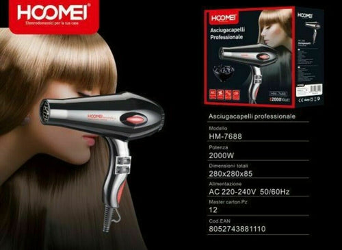 ASCIUGACAPELLI PROFESSIONALE 2000W HOOMEI ELETTRODOMESTICI