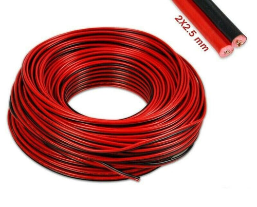 Cavo audio 85 metri bipolare matassa per casse stereo rosso nero 2x2,5 mm²