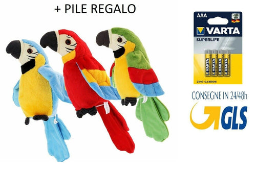 pappagallo PARLANTE elettronico peluche giocattolo IDEA regalo PELUCHE PARLANTE