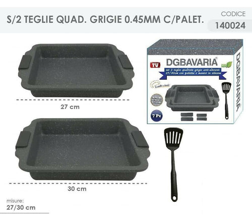 2 TEGLIE FORNO LASAGNERE TEGAMI 3 CON MESTOLO BAVARIA QUADRATO 27-30CM