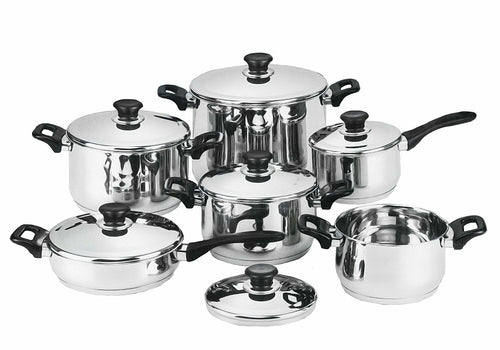 BATTERIA DI PENTOLE BAVARIA 12 PEZZI IN ACCIAIO INOX 18/10 BATTERIA OFFERTA CASA