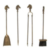 SET ATTREZZI CAMINO GRUPPO CAVALLO FERRO BATTUTO CM. 18X70H ACCESSORI CAMINETTO