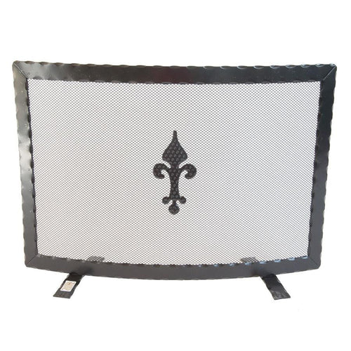 SCHERMI PARASCINTILLE IN FERRO BATTUTO CURVO CM.68X18X47 CAMINO CAMINETTO