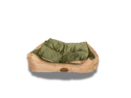 Cuccia  in velluto beige e verde  PV L66*W59*H23cm Nobleza