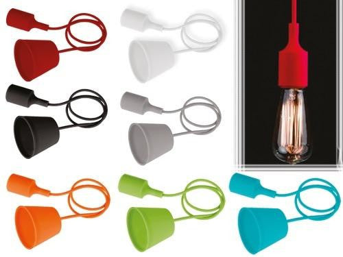 PORTALAMPADE SOSPENSIONE ROSONE IN SILICONE 45xH90 MM