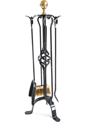 SET ATTREZZI CAMINO MOD. TREVI GRANDE CM.27X H80 CM ACCESSORI PER CAMINETTO