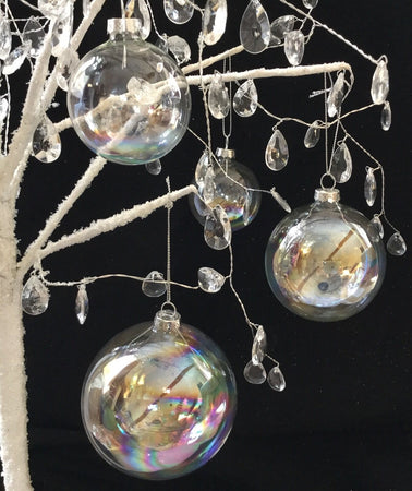 Palline in vetro per albero di natale trasparente iridescente decorazione natalizia