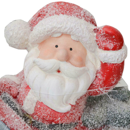 Babbo natale su macchina h 40 cm decorazione natalizia in poliresina rosso statuina