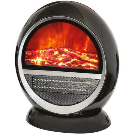 Termoventilatore elettrico da terra con fiamma finta e vetro temperato da 1500 W