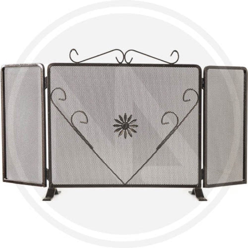 SCHERMI PARASCINTILLE IN FERRO BATTUTO CUORE FIORENTINO CM. 100X50H CAMINETTO