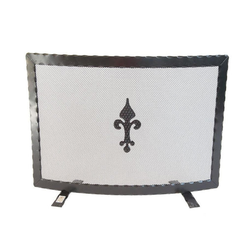 SCHERMI PARASCINTILLE IN FERRO BATTUTO CURVO CM. 60X18X41 CAMINO CAMINETTO