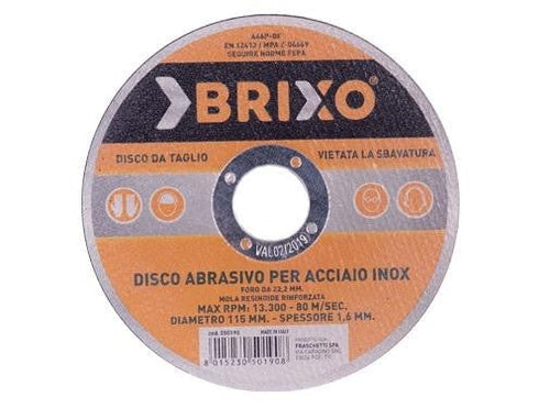 DISCO ABRASIVO BRIXO PER FERRO DIAMETRO 115 SPESSORE MM.1.60 PEZZI 100