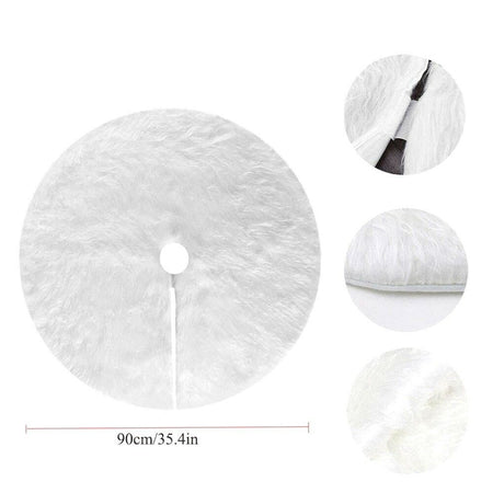 Copri base Bianco per Albero di Natale a pelo sintetico lungo tondo
