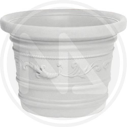 VASO TONDO FESTONATO IN RESINA COLORE BIANCO DOPPIO BORDO DIAMETRO CM. 45