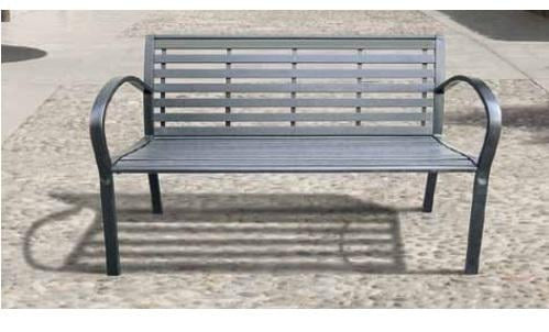 PANCHINA IN ACCIAIO TULSA GRIGIA CM.126x56x80H ARREDO GIARDINO ESTERNO
