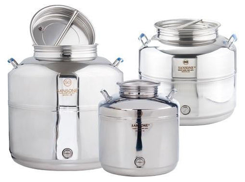 BIDONI FUSTI CONTENITORI ACCIAIO INOX PER OLIO SANSONE LT.15
