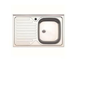 KIT CUCINA LAVELLO INOX 1 VASCA + GOCCIOLATOIO CM. 80 DESTRO