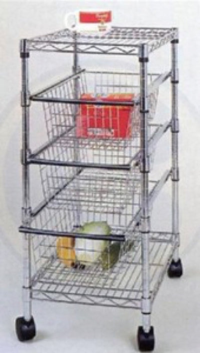 SCAFFALE AMERICA IN ACCIAIO CROMATO 3C+2P CM.31X61X83