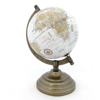 Mappamondo con piedistallo in legno girevole sull'asse decorazione per ambienti h 32 cm