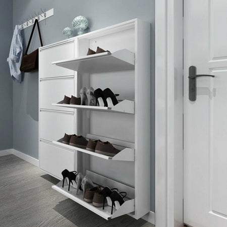 Scarpiera Slim in metallo Bianco con ante basculanti porta scarpe salvaspazio da interno