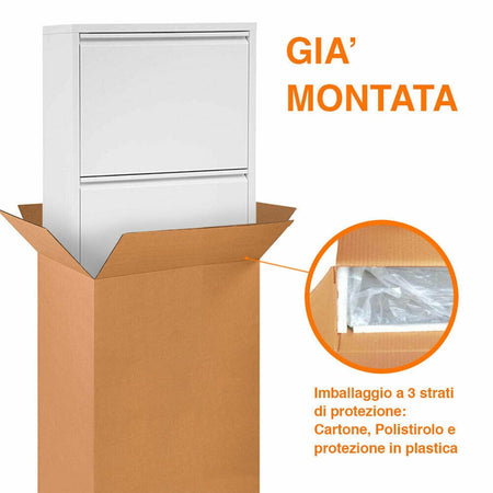 Scarpiera Slim in metallo Nero con ante basculanti porta scarpe salvaspazio da interno