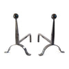 COPPIA DI ALARI FERRO BATTUTO PALLA 26X38X38 CAMINO CAMINETTO FUOCO