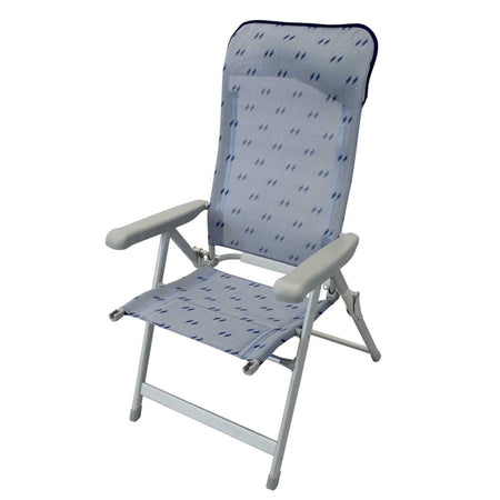 Poltrona "Ischia" sedia a sdraio spiaggina da balcone e veranda con braccioli pieghevole in alluminio