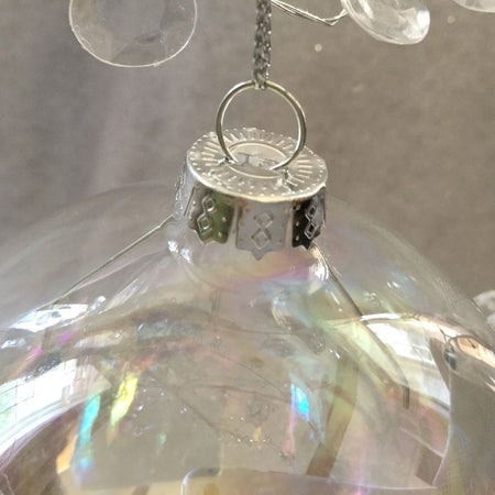 Palline in vetro per albero di natale trasparente iridescente decorazione natalizia