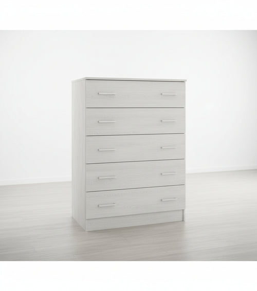 KIT CASSETTIERA CASSETTONE 5 CASSETTI CM. 80X45X111H BIANCO O CEMENTO ROVERE