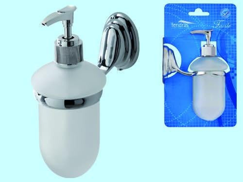 PORTASAPONE DISPENSER PER SAPONE LIQUIDO ACCIAIO VETRO ARREDO BAGNO