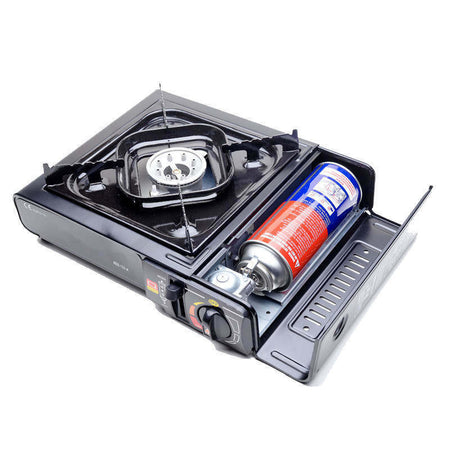 Fornello a gas da campeggio portatile con valigetta 2200 W temperatura regolabile