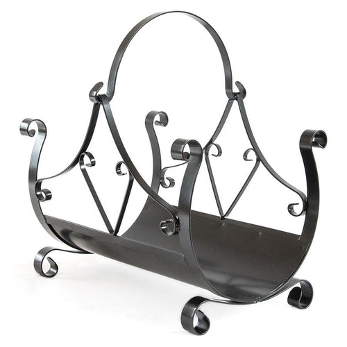 PORTALEGNA CESTO IN FERRO BATTUTO PORTA LEGNA CM.50X36X56