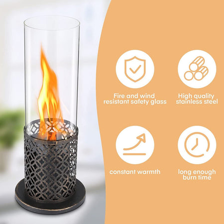 Lampada a Bioetanolo da Tavolo "Tolosa" in Acciaio per arredamento Bar e Ristoranti