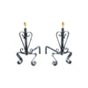 COPPIA DI ALARI FERRO BATTUTO MEDI CM.22X45X42 CAMINO CAMINETTO FUOCO