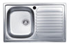 LAVELLO ACCIAIO INOX CUCINA1 VASCA SINISTRA + GOCCIOLATOIO DESTRA 80X50 CM