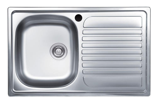LAVELLO ACCIAIO INOX CUCINA1 VASCA SINISTRA + GOCCIOLATOIO DESTRA 80X50 CM