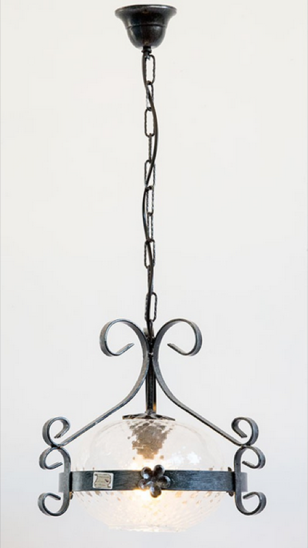 LAMPADARIO AD 1 LUCE D.23 ROSSELLA IN FERRO BATTUTO LAMPIONE APPLIQUE LAMPADA