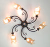 LAMPADARIO PLAFONIERA LUCCIOLA IN FERRO BATTUTO 6 LUCI LAMPADE LAMPIONE APPLIQUE