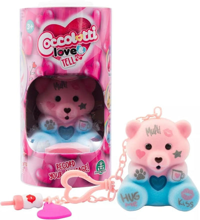 Giochi Preziosi - Coccolotti Love&Tell,  Orsetto Sweety, con Funzione Registrazione e Portachiavi Charm, Colore Sweety, Giochi Bambini 4 Anni +, Animali Interattivi Giocattolo