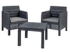 SALOTTINO SET RATTAN MATILDE ANTRACITE TAVOLO + 2 POLTRONE ANTRACITE