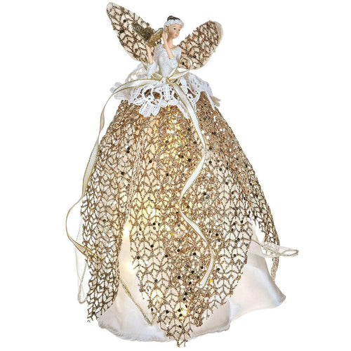 Puntale per albero di natale angelo h 28 cm decorazione natalizia Oro