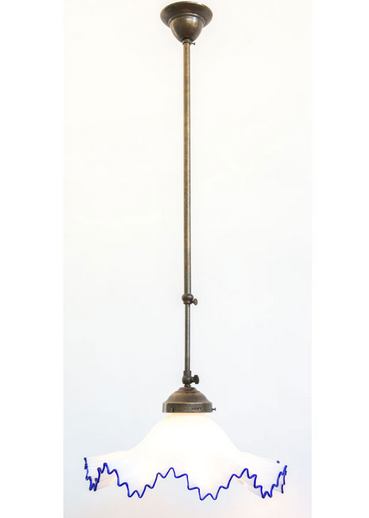 LAMPADARIO TELESCOPICO MURANO 1 LUCE IN FERRO BATTUTO CRUCCOLINI LAMPADE BLU