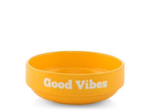 Coppetta in Ceramica gialla 13 cm - Scritta Good vibesH&H