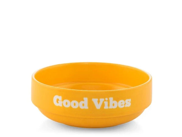 Coppetta in Ceramica gialla 13 cm - Scritta "Good vibes"H&H